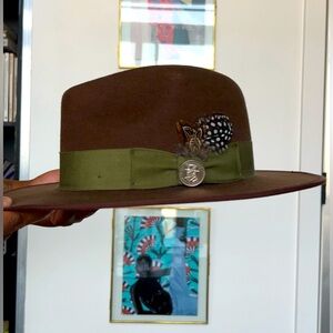 Southern Gents Brown Fedora Wide Brim Hat